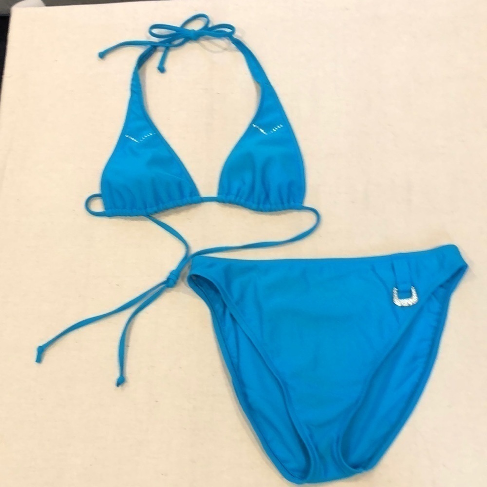 Bebe Blue‎ Rhinestone String Bikini 2 Piece - Picture 2 of 12